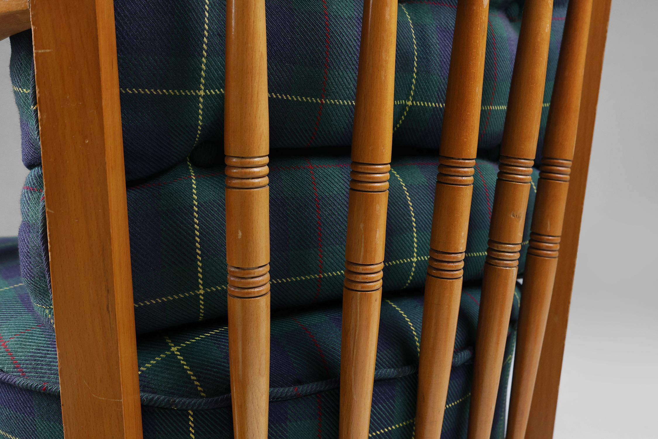 Art Deco easy chair with exceptional crafted frame in beech wood, Belgium ca. 1940thumbnail